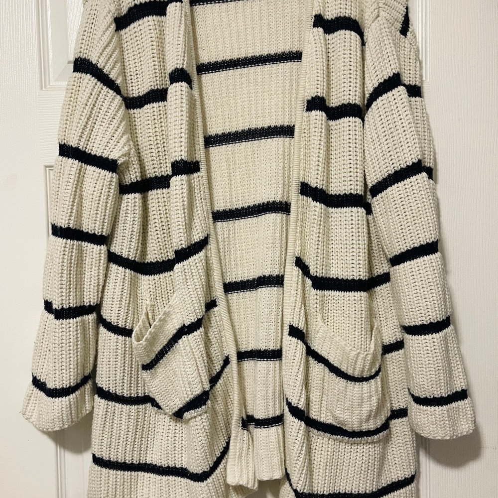 Striped Knit Women's Cardigan Sweater